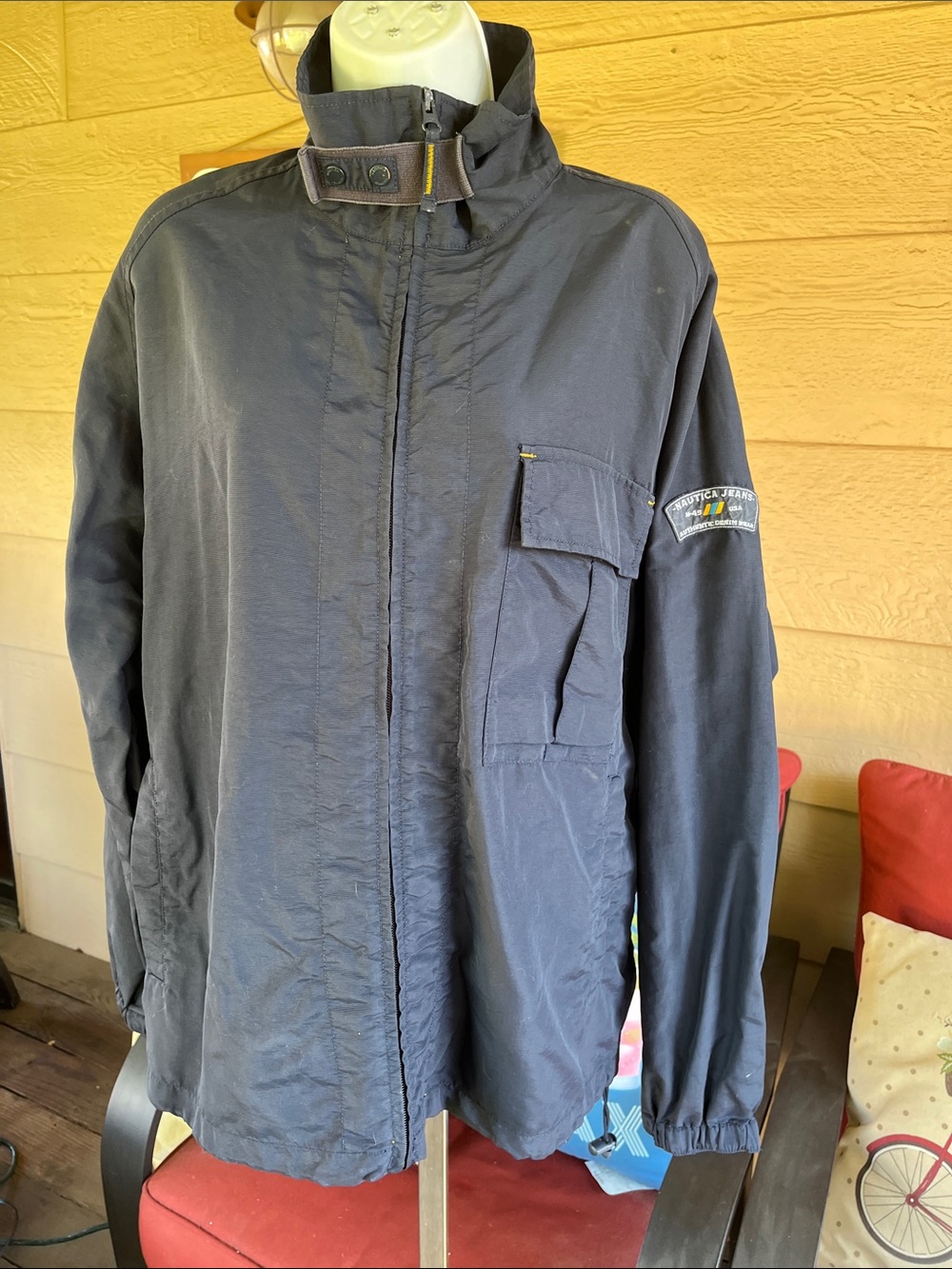 VTG Nautica Dark Navy Utility Field Jacket with High Collar Sz L